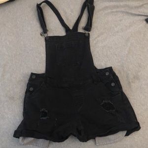 Black overall shorts